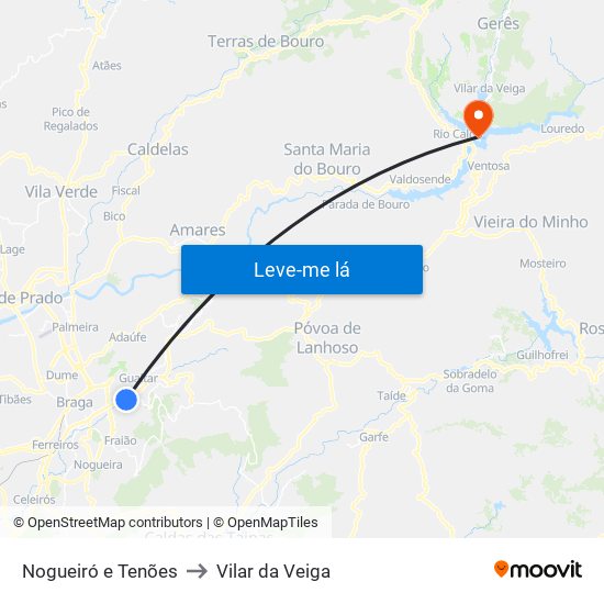 Nogueiró e Tenões to Vilar da Veiga map