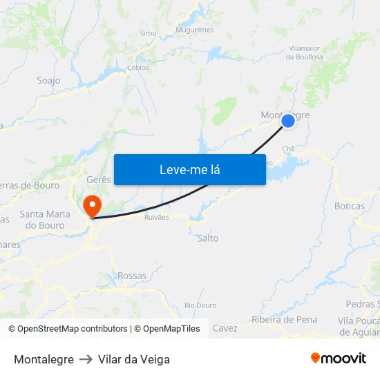 Montalegre to Vilar da Veiga map
