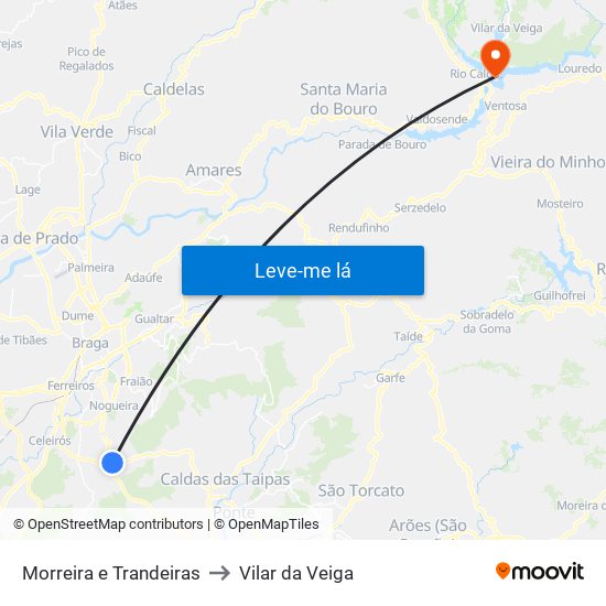 Morreira e Trandeiras to Vilar da Veiga map