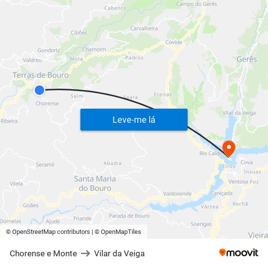 Chorense e Monte to Vilar da Veiga map