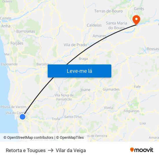 Retorta e Tougues to Vilar da Veiga map