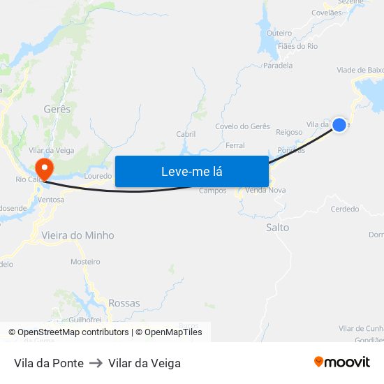 Vila da Ponte to Vilar da Veiga map
