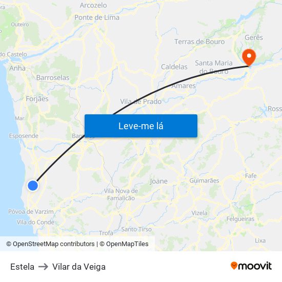 Estela to Vilar da Veiga map