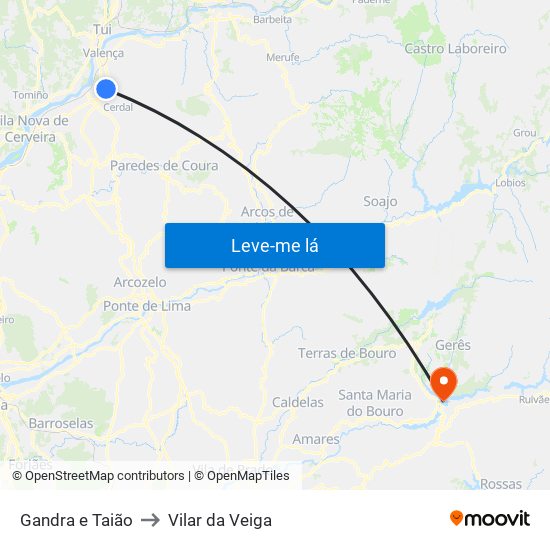 Gandra e Taião to Vilar da Veiga map