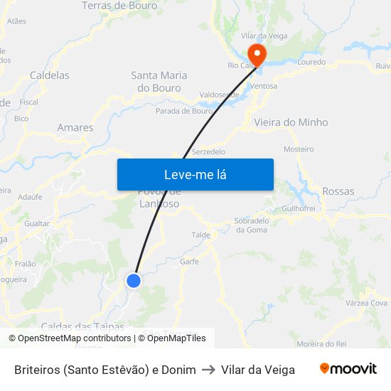 Briteiros (Santo Estêvão) e Donim to Vilar da Veiga map