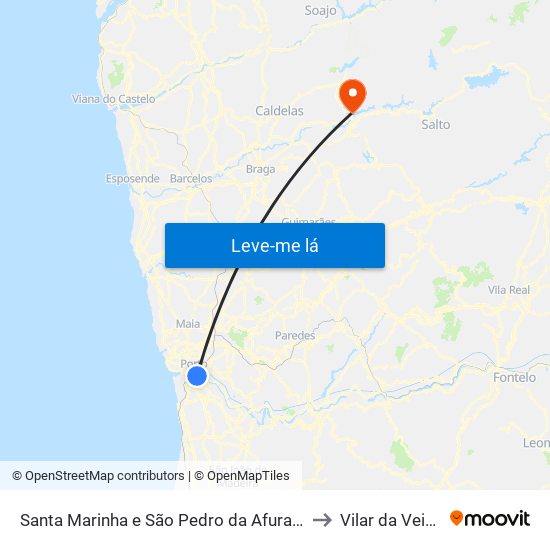 Santa Marinha e São Pedro da Afurada to Vilar da Veiga map