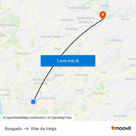 Bougado to Vilar da Veiga map