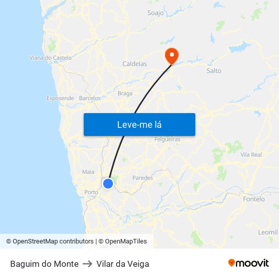 Baguim do Monte to Vilar da Veiga map