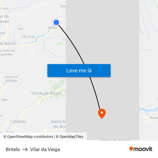 Britelo to Vilar da Veiga map