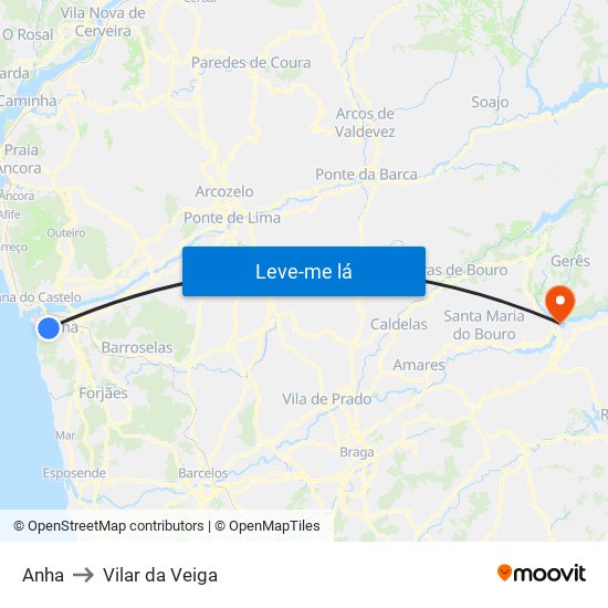 Anha to Vilar da Veiga map