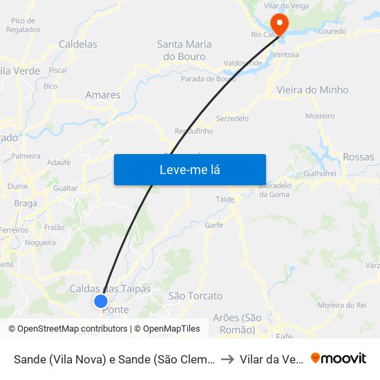 Sande (Vila Nova) e Sande (São Clemente) to Vilar da Veiga map