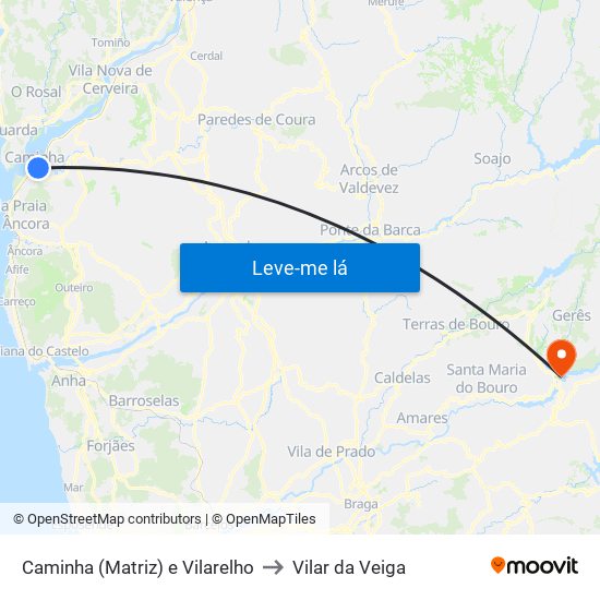 Caminha (Matriz) e Vilarelho to Vilar da Veiga map