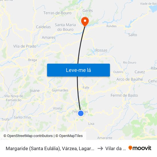 Margaride (Santa Eulália), Várzea, Lagares, Varziela e Moure to Vilar da Veiga map