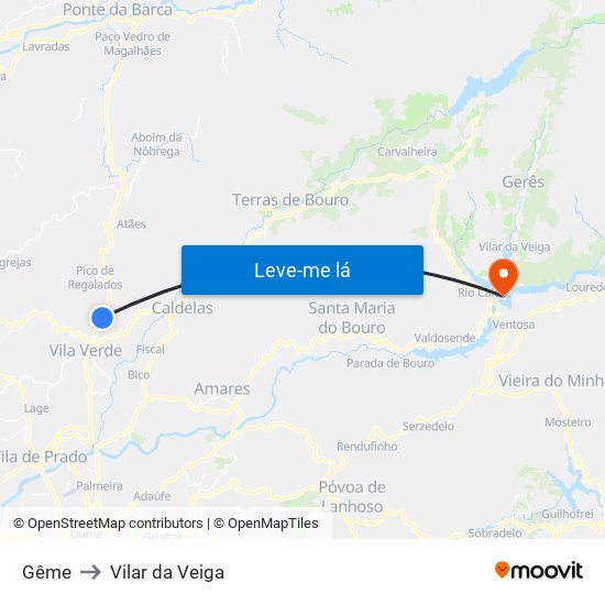 Gême to Vilar da Veiga map