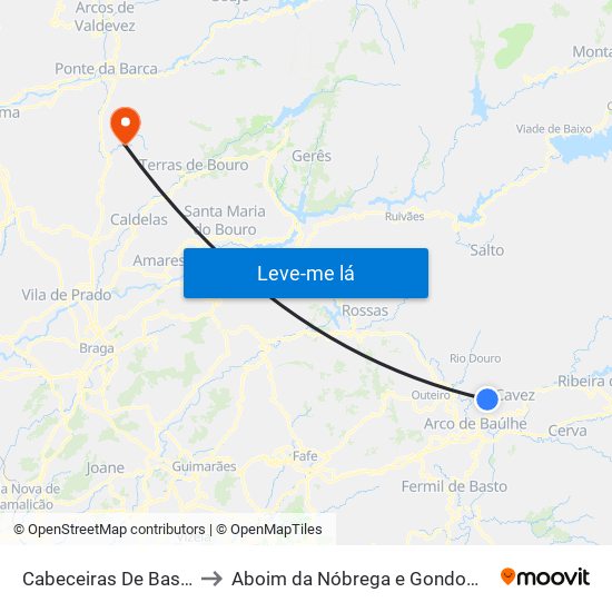 Cabeceiras De Basto to Aboim da Nóbrega e Gondomar map