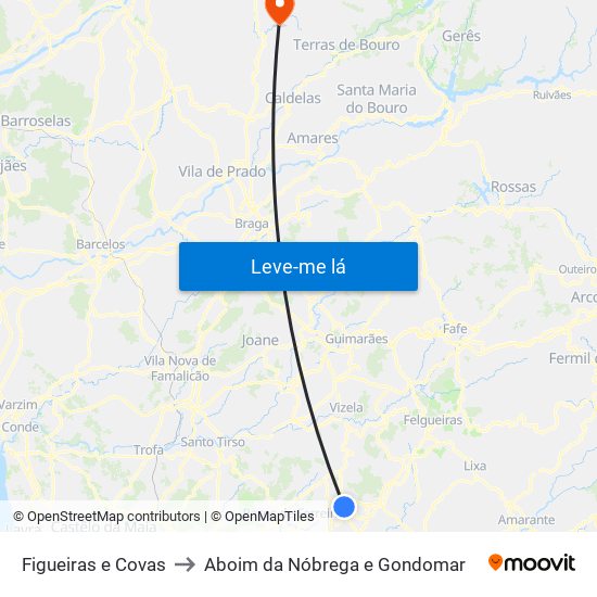 Figueiras e Covas to Aboim da Nóbrega e Gondomar map