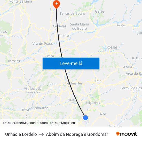 Unhão e Lordelo to Aboim da Nóbrega e Gondomar map