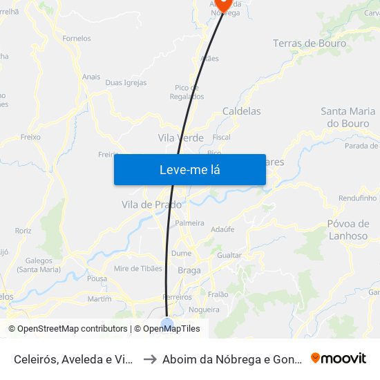 Celeirós, Aveleda e Vimieiro to Aboim da Nóbrega e Gondomar map