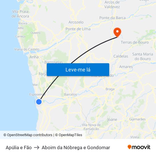 Apúlia e Fão to Aboim da Nóbrega e Gondomar map