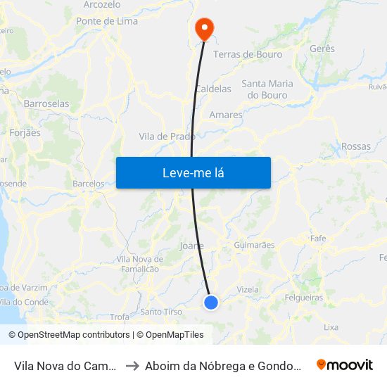 Vila Nova do Campo to Aboim da Nóbrega e Gondomar map