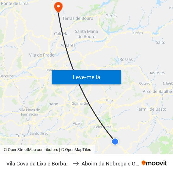 Vila Cova da Lixa e Borba de Godim to Aboim da Nóbrega e Gondomar map