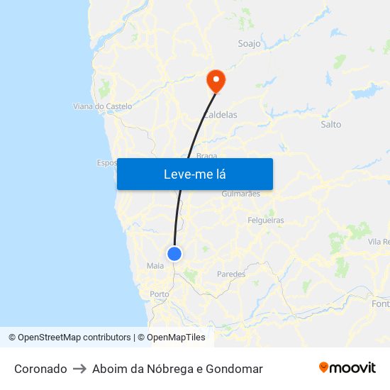 Coronado to Aboim da Nóbrega e Gondomar map