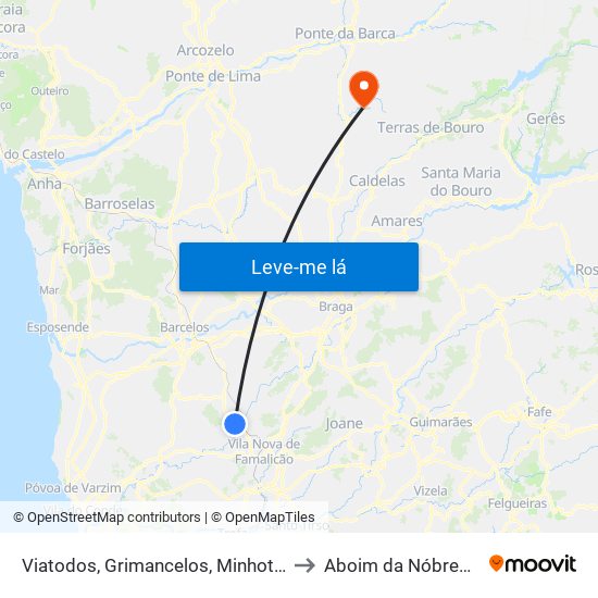 Viatodos, Grimancelos, Minhotães e Monte de Fralães to Aboim da Nóbrega e Gondomar map