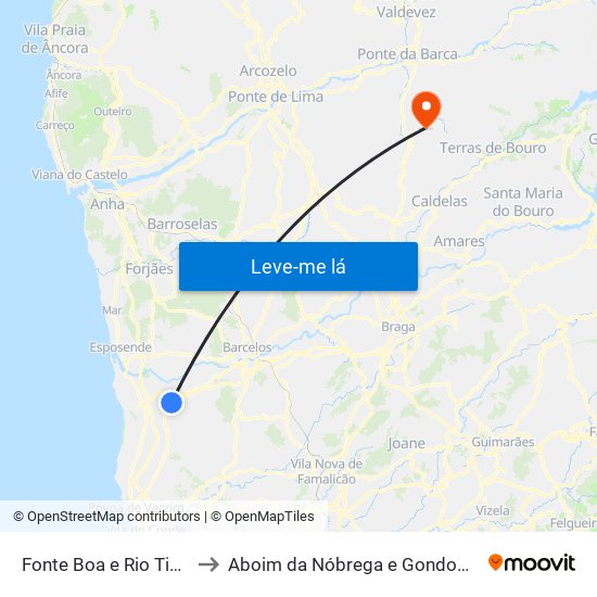 Fonte Boa e Rio Tinto to Aboim da Nóbrega e Gondomar map