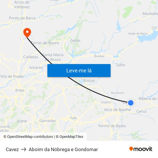 Cavez to Aboim da Nóbrega e Gondomar map