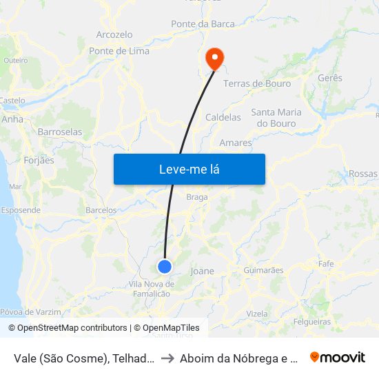 Vale (São Cosme), Telhado e Portela to Aboim da Nóbrega e Gondomar map