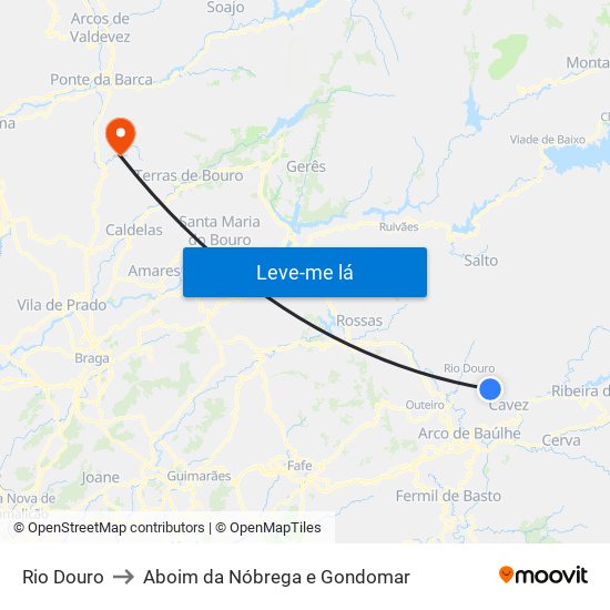 Rio Douro to Aboim da Nóbrega e Gondomar map