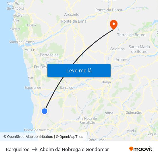 Barqueiros to Aboim da Nóbrega e Gondomar map