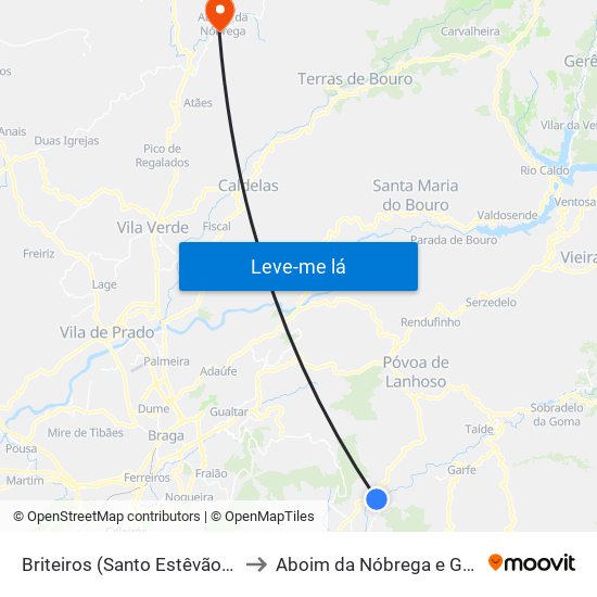 Briteiros (Santo Estêvão) e Donim to Aboim da Nóbrega e Gondomar map