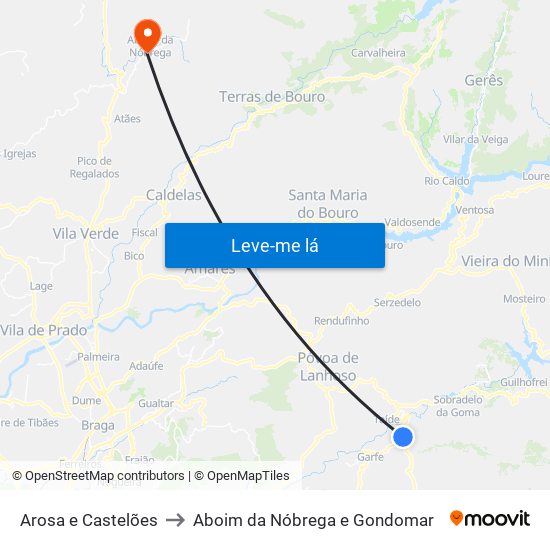 Arosa e Castelões to Aboim da Nóbrega e Gondomar map