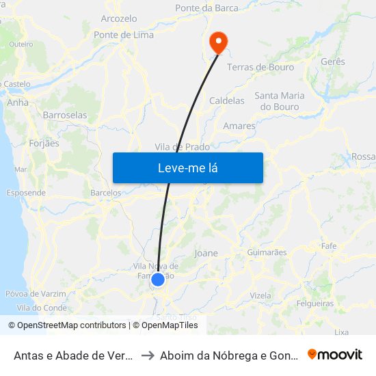 Antas e Abade de Vermoim to Aboim da Nóbrega e Gondomar map