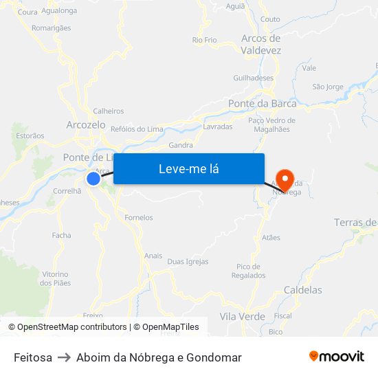 Feitosa to Aboim da Nóbrega e Gondomar map