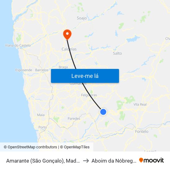 Amarante (São Gonçalo), Madalena, Cepelos e Gatão to Aboim da Nóbrega e Gondomar map