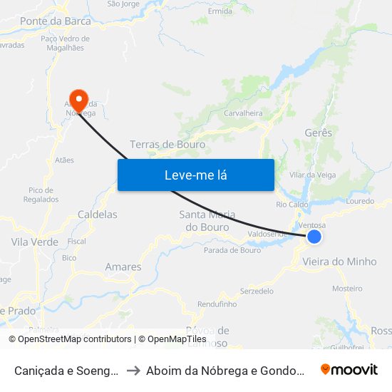 Caniçada e Soengas to Aboim da Nóbrega e Gondomar map