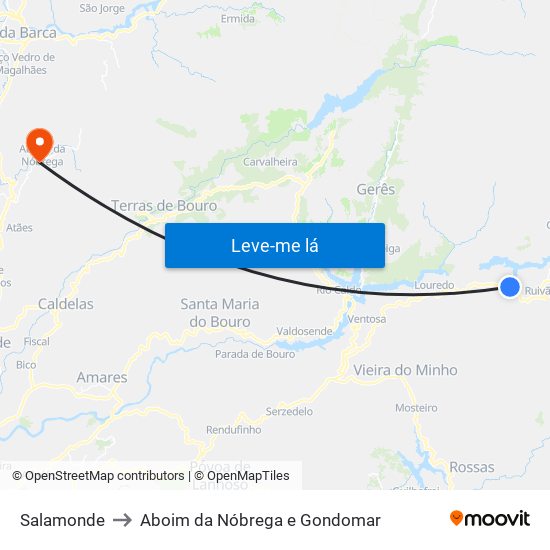 Salamonde to Aboim da Nóbrega e Gondomar map