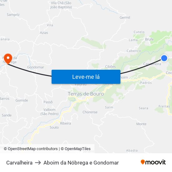 Carvalheira to Aboim da Nóbrega e Gondomar map
