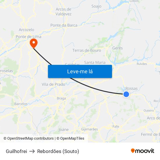 Guilhofrei to Rebordões (Souto) map