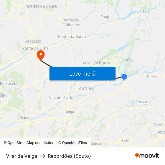 Vilar da Veiga to Rebordões (Souto) map