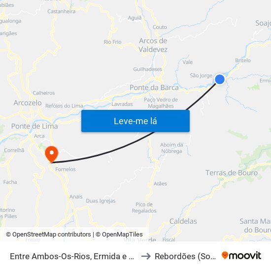 Entre Ambos-Os-Rios, Ermida e Germil to Rebordões (Souto) map