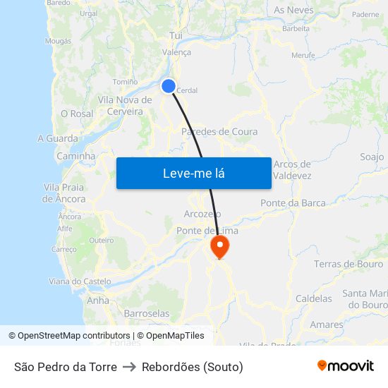 São Pedro da Torre to Rebordões (Souto) map