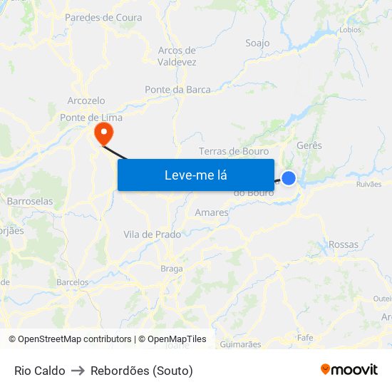 Rio Caldo to Rebordões (Souto) map