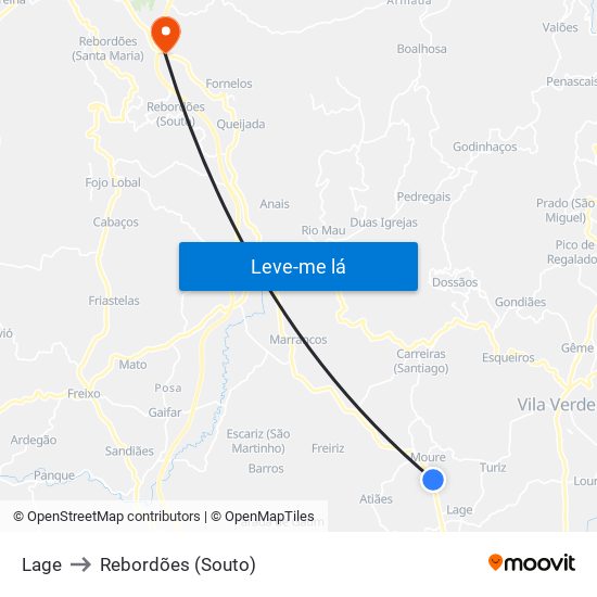 Lage to Rebordões (Souto) map