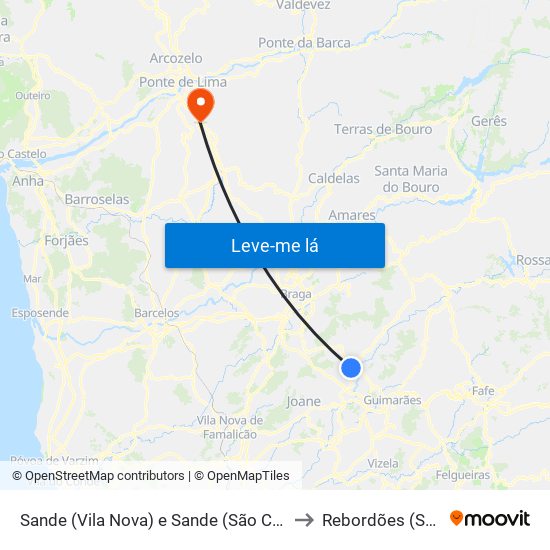 Sande (Vila Nova) e Sande (São Clemente) to Rebordões (Souto) map