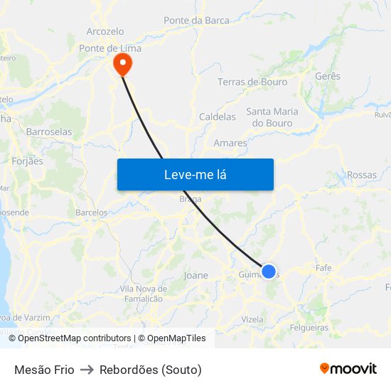 Mesão Frio to Rebordões (Souto) map