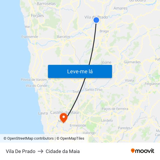 Vila De Prado to Cidade da Maia map