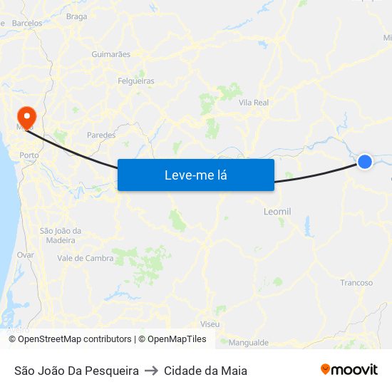 São João Da Pesqueira to Cidade da Maia map